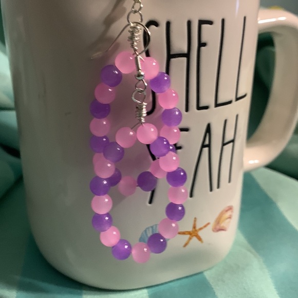 Jewelry - Pink and Purple glass Beaded Earrings